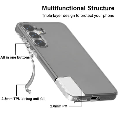 For Samsung Galaxy S25 5G Shockproof Terminator Glitter Powder Phone Case(Transparent Black) by buy2fix