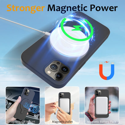 For iPhone 12 Pro Liquid Silicone MagSafe Magnetic Phone Case with Ring Holder(Carbon Black) by buy2fix