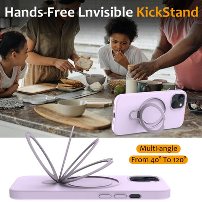 For iPhone 13 Liquid Silicone MagSafe Magnetic Phone Case with Ring Holder(Lilac Purple) - iPhone 13 Cases by buy2fix | Online Shopping UK | buy2fix