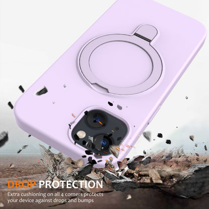For iPhone 13 Liquid Silicone MagSafe Magnetic Phone Case with Ring Holder(Lilac Purple) - iPhone 13 Cases by buy2fix | Online Shopping UK | buy2fix