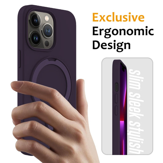 For iPhone 14 Pro Max Liquid Silicone MagSafe Magnetic Phone Case with Ring Holder(Purple) - iPhone 14 Pro Max Cases by buy2fix | Online Shopping UK | buy2fix