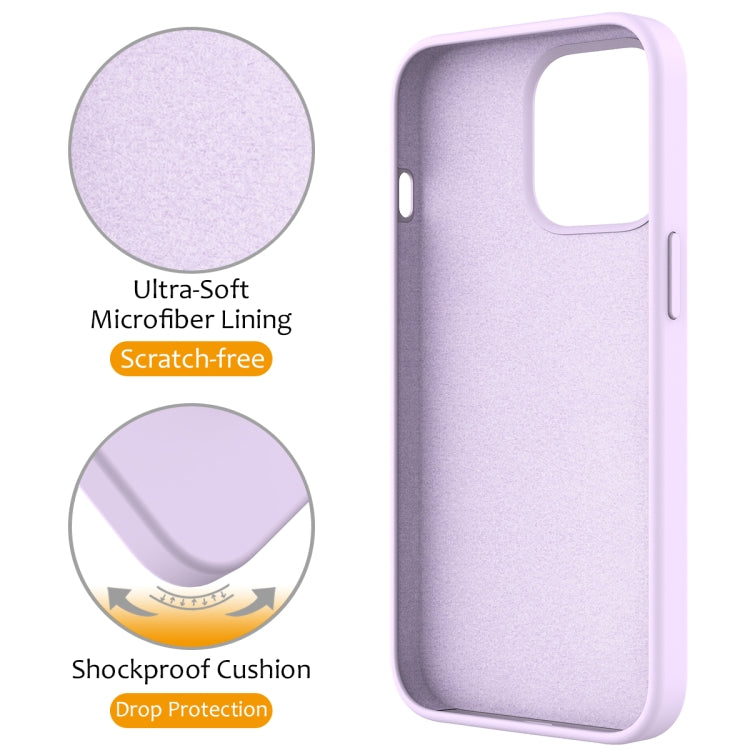 For iPhone 14 Pro Max Liquid Silicone MagSafe Magnetic Phone Case with Ring Holder(Lilac Purple) - iPhone 14 Pro Max Cases by buy2fix | Online Shopping UK | buy2fix