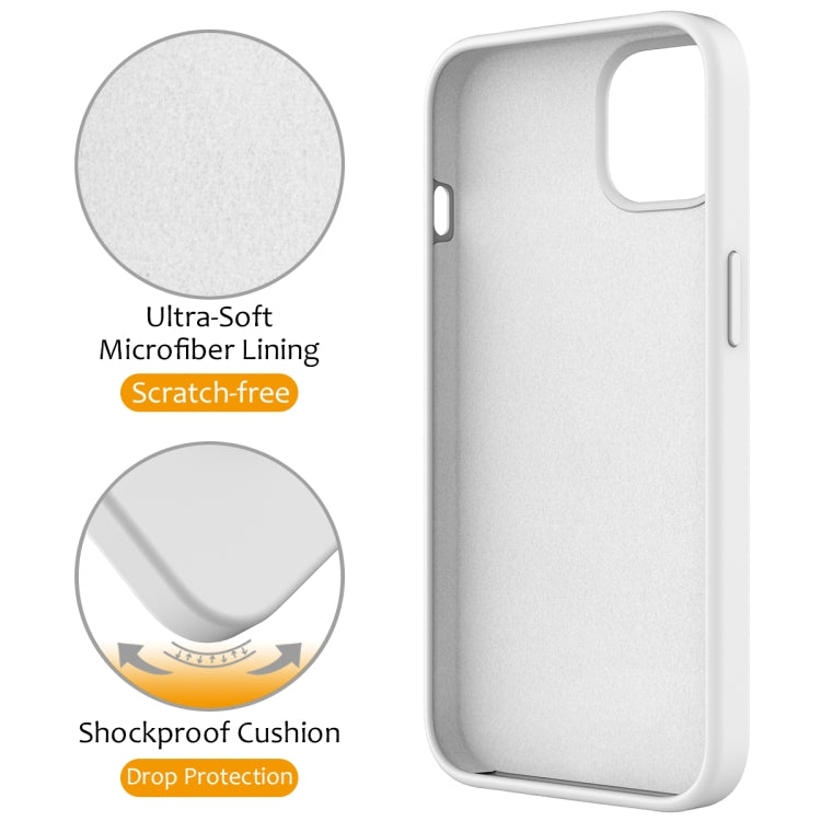For iPhone 14 Liquid Silicone MagSafe Magnetic Phone Case with Ring Holder(White) by buy2fix