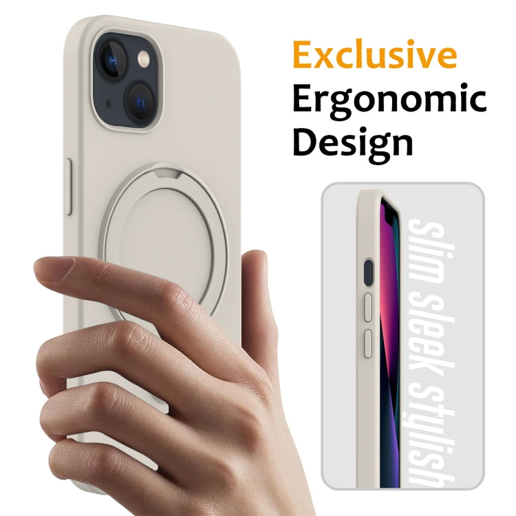 For iPhone 15 Liquid Silicone MagSafe Magnetic Phone Case with Ring Holder(White) - iPhone 15 Cases by buy2fix | Online Shopping UK | buy2fix