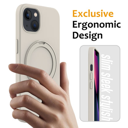 For iPhone 15 Liquid Silicone MagSafe Magnetic Phone Case with Ring Holder(White) - iPhone 15 Cases by buy2fix | Online Shopping UK | buy2fix