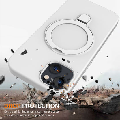 For iPhone 15 Liquid Silicone MagSafe Magnetic Phone Case with Ring Holder(White) - iPhone 15 Cases by buy2fix | Online Shopping UK | buy2fix