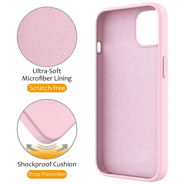 For iPhone 15 Liquid Silicone MagSafe Magnetic Phone Case with Ring Holder(Grey Pink) - iPhone 15 Cases by buy2fix | Online Shopping UK | buy2fix