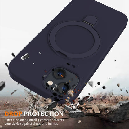 For iPhone 15 Liquid Silicone MagSafe Magnetic Phone Case with Ring Holder(Midnight Blue) - iPhone 15 Cases by buy2fix | Online Shopping UK | buy2fix