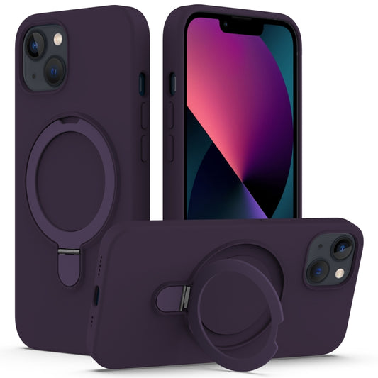 For iPhone 15 Plus Liquid Silicone MagSafe Magnetic Phone Case with Ring Holder(Purple) - iPhone 15 Plus Cases by buy2fix | Online Shopping UK | buy2fix