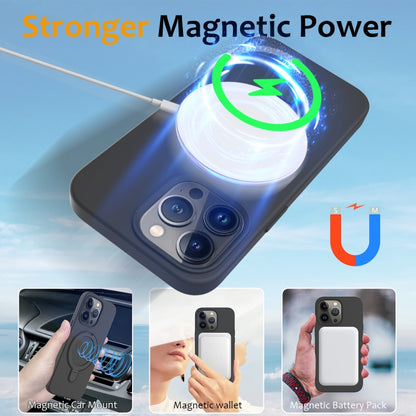For iPhone 15 Pro Max Liquid Silicone MagSafe Magnetic Phone Case with Ring Holder(Carbon Black) by buy2fix