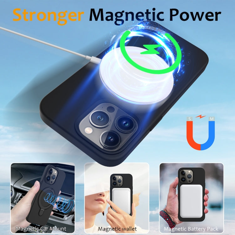 For iPhone 15 Pro Liquid Silicone MagSafe Magnetic Phone Case with Ring Holder(Black) - iPhone 15 Pro Cases by buy2fix | Online Shopping UK | buy2fix