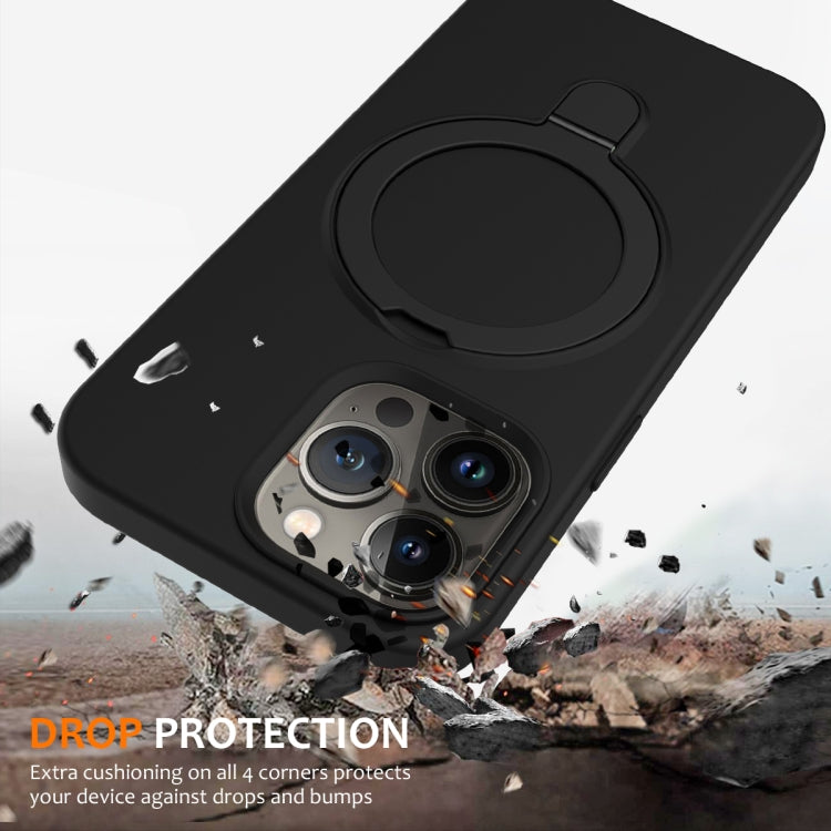 For iPhone 15 Pro Liquid Silicone MagSafe Magnetic Phone Case with Ring Holder(Black) - iPhone 15 Pro Cases by buy2fix | Online Shopping UK | buy2fix
