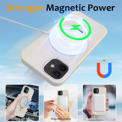 For iPhone 11 Liquid Silicone MagSafe Magnetic Phone Case with Ring Holder(Antique White) by buy2fix