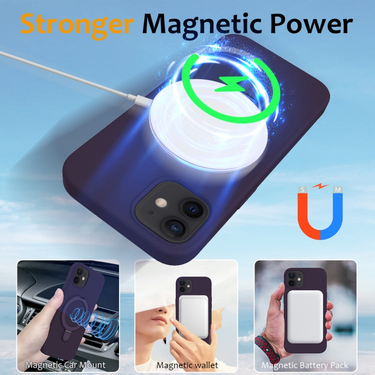 For iPhone 11 Liquid Silicone MagSafe Magnetic Phone Case with Ring Holder(Purple) by buy2fix