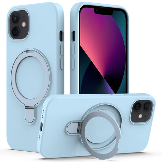 For iPhone 11 Liquid Silicone MagSafe Magnetic Phone Case with Ring Holder(Sky Blue) by buy2fix