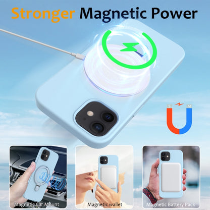 For iPhone 11 Liquid Silicone MagSafe Magnetic Phone Case with Ring Holder(Sky Blue) by buy2fix