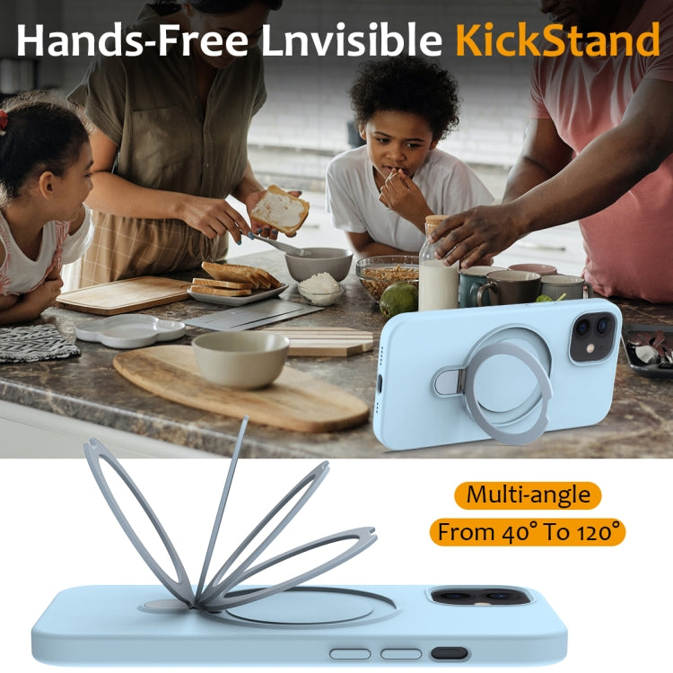 For iPhone 11 Liquid Silicone MagSafe Magnetic Phone Case with Ring Holder(Sky Blue) by buy2fix