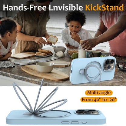 For iPhone 16 Pro Liquid Silicone MagSafe Magnetic Phone Case with Ring Holder(Sky Blue) by buy2fix