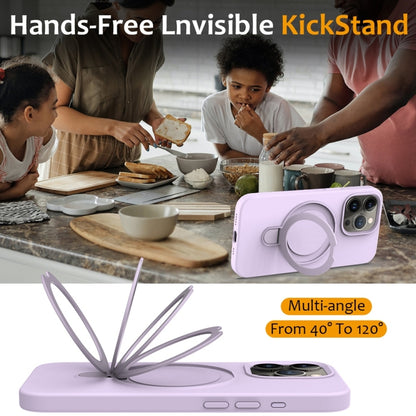 For iPhone 16 Pro Liquid Silicone MagSafe Magnetic Phone Case with Ring Holder(Lilac Purple) by buy2fix
