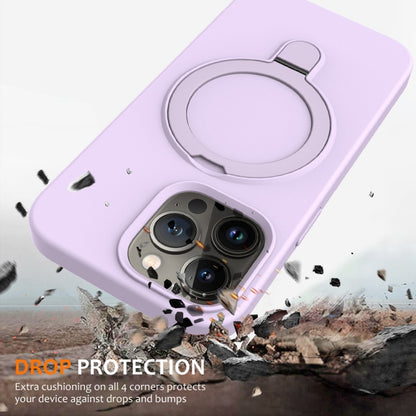 For iPhone 16 Pro Liquid Silicone MagSafe Magnetic Phone Case with Ring Holder(Lilac Purple) by buy2fix