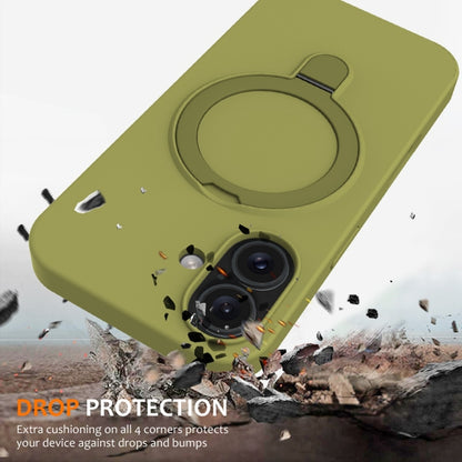 For iPhone 16 Plus Liquid Silicone MagSafe Magnetic Phone Case with Ring Holder(Willow Green) - iPhone 16 Plus Cases by buy2fix | Online Shopping UK | buy2fix