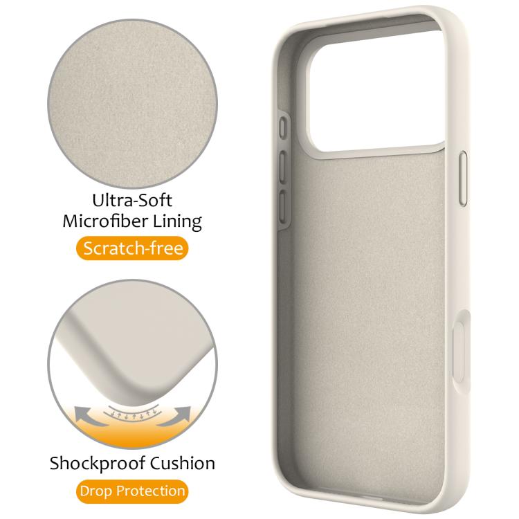 For iPhone 17 Pro Max Liquid Silicone MagSafe Magnetic Phone Case with Ring Holder(Antique White) - iPhone 17 Pro Max Cases by buy2fix | Online Shopping UK | buy2fix