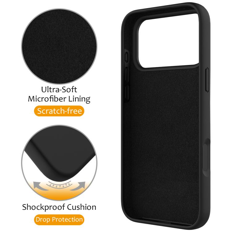 For iPhone 17 Pro Max Liquid Silicone MagSafe Magnetic Phone Case with Ring Holder(Black) - iPhone 17 Pro Max Cases by buy2fix | Online Shopping UK | buy2fix