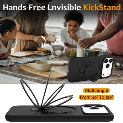 For iPhone 17 Pro Max Liquid Silicone MagSafe Magnetic Phone Case with Ring Holder(Black) - iPhone 17 Pro Max Cases by buy2fix | Online Shopping UK | buy2fix