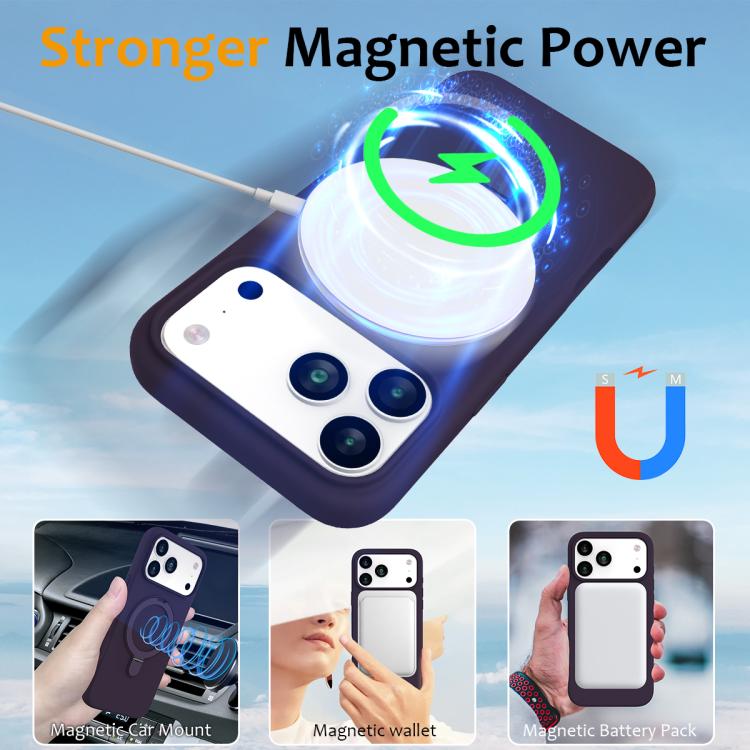 For iPhone 17 Pro Max Liquid Silicone MagSafe Magnetic Phone Case with Ring Holder(Purple) - iPhone 17 Pro Max Cases by buy2fix | Online Shopping UK | buy2fix