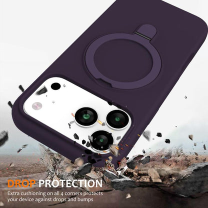For iPhone 17 Pro Max Liquid Silicone MagSafe Magnetic Phone Case with Ring Holder(Purple) - iPhone 17 Pro Max Cases by buy2fix | Online Shopping UK | buy2fix