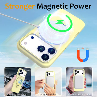 For iPhone 17 Pro Max Liquid Silicone MagSafe Magnetic Phone Case with Ring Holder(Yellow) - iPhone 17 Pro Max Cases by buy2fix | Online Shopping UK | buy2fix