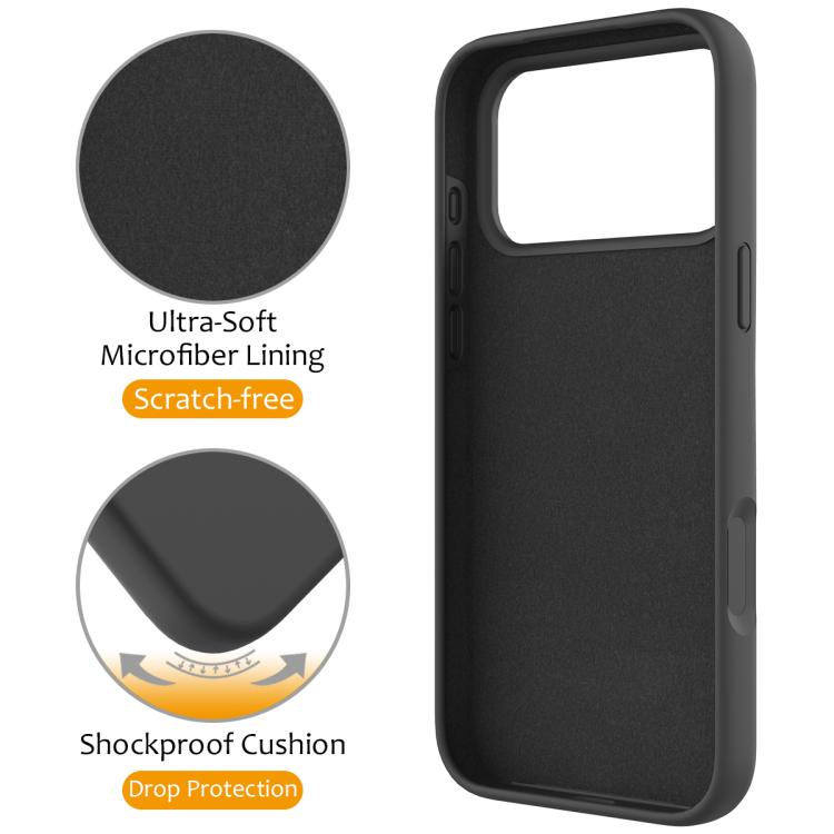 For iPhone 17 Pro Max Liquid Silicone MagSafe Magnetic Phone Case with Ring Holder(Carbon Black) - iPhone 17 Pro Max Cases by buy2fix | Online Shopping UK | buy2fix