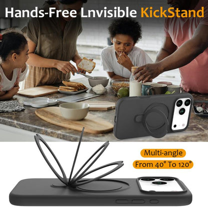 For iPhone 17 Pro Max Liquid Silicone MagSafe Magnetic Phone Case with Ring Holder(Carbon Black) - iPhone 17 Pro Max Cases by buy2fix | Online Shopping UK | buy2fix