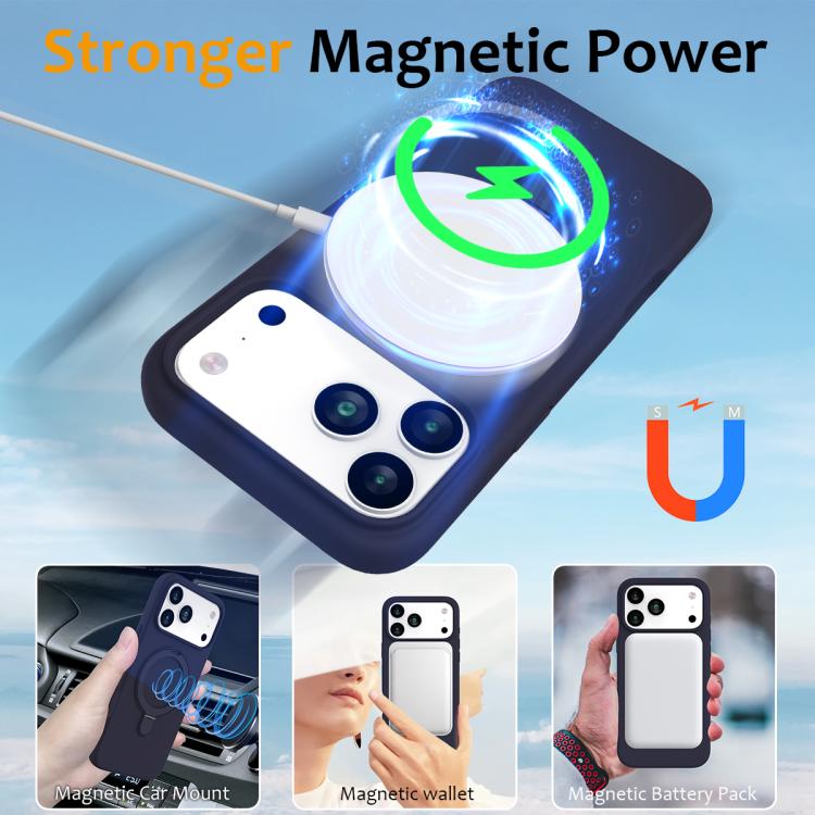 For iPhone 17 Pro Max Liquid Silicone MagSafe Magnetic Phone Case with Ring Holder(Midnight Blue) - iPhone 17 Pro Max Cases by buy2fix | Online Shopping UK | buy2fix