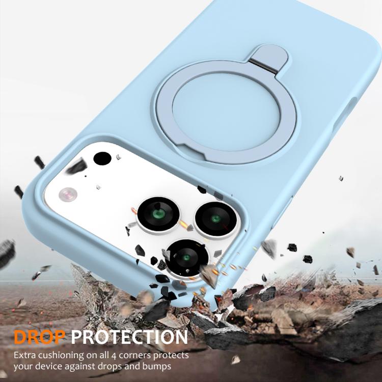 For iPhone 17 Pro Max Liquid Silicone MagSafe Magnetic Phone Case with Ring Holder(Sky Blue) - iPhone 17 Pro Max Cases by buy2fix | Online Shopping UK | buy2fix