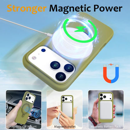 For iPhone 17 Pro Max Liquid Silicone MagSafe Magnetic Phone Case with Ring Holder(Willow Green) - iPhone 17 Pro Max Cases by buy2fix | Online Shopping UK | buy2fix