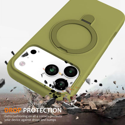 For iPhone 17 Pro Max Liquid Silicone MagSafe Magnetic Phone Case with Ring Holder(Willow Green) - iPhone 17 Pro Max Cases by buy2fix | Online Shopping UK | buy2fix