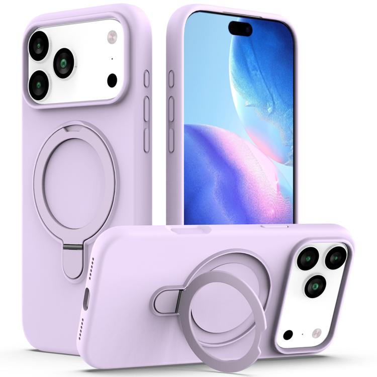 For iPhone 17 Pro Max Liquid Silicone MagSafe Magnetic Phone Case with Ring Holder(Lilac Purple) - iPhone 17 Pro Max Cases by buy2fix | Online Shopping UK | buy2fix