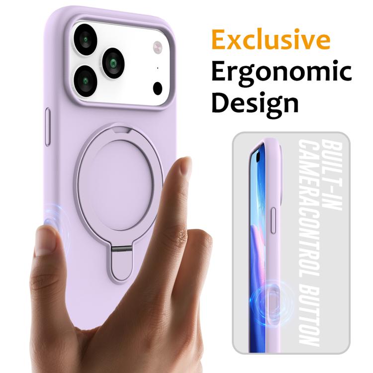 For iPhone 17 Pro Max Liquid Silicone MagSafe Magnetic Phone Case with Ring Holder(Lilac Purple) - iPhone 17 Pro Max Cases by buy2fix | Online Shopping UK | buy2fix