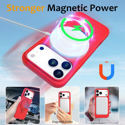 For iPhone 17 Pro Liquid Silicone MagSafe Magnetic Phone Case with Ring Holder(Red) - iPhone 17 Pro Cases by buy2fix | Online Shopping UK | buy2fix