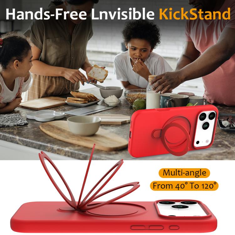 For iPhone 17 Pro Liquid Silicone MagSafe Magnetic Phone Case with Ring Holder(Red) - iPhone 17 Pro Cases by buy2fix | Online Shopping UK | buy2fix