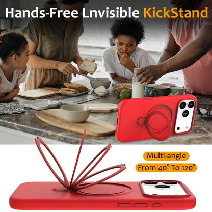 For iPhone 17 Pro Liquid Silicone MagSafe Magnetic Phone Case with Ring Holder(Red) - iPhone 17 Pro Cases by buy2fix | Online Shopping UK | buy2fix