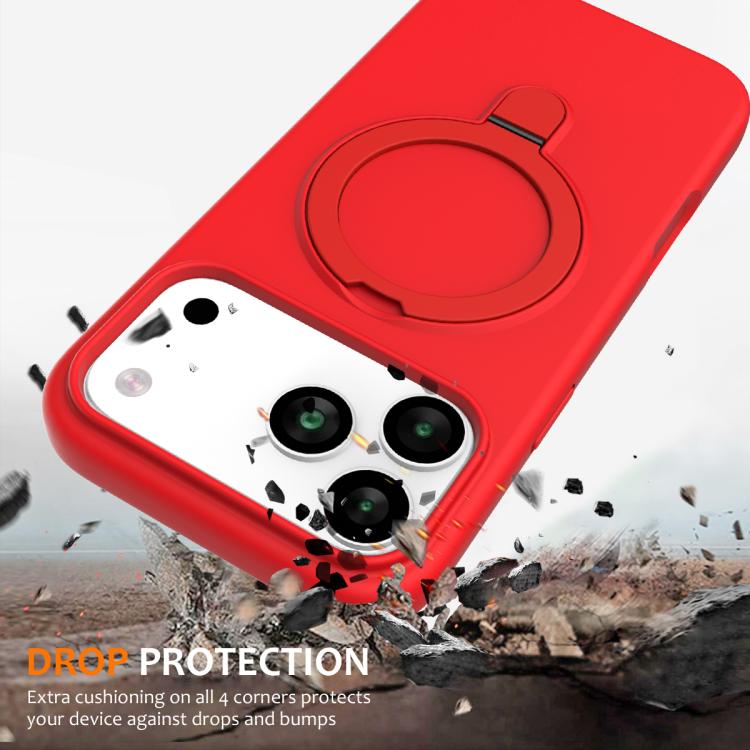 For iPhone 17 Pro Liquid Silicone MagSafe Magnetic Phone Case with Ring Holder(Red) - iPhone 17 Pro Cases by buy2fix | Online Shopping UK | buy2fix