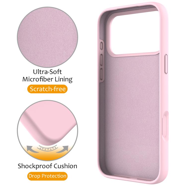For iPhone 17 Pro Liquid Silicone MagSafe Magnetic Phone Case with Ring Holder(Grey Pink) - iPhone 17 Pro Cases by buy2fix | Online Shopping UK | buy2fix