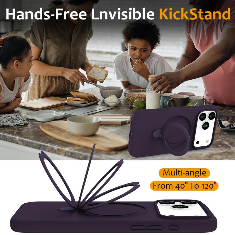 For iPhone 17 Pro Liquid Silicone MagSafe Magnetic Phone Case with Ring Holder(Purple) - iPhone 17 Pro Cases by buy2fix | Online Shopping UK | buy2fix