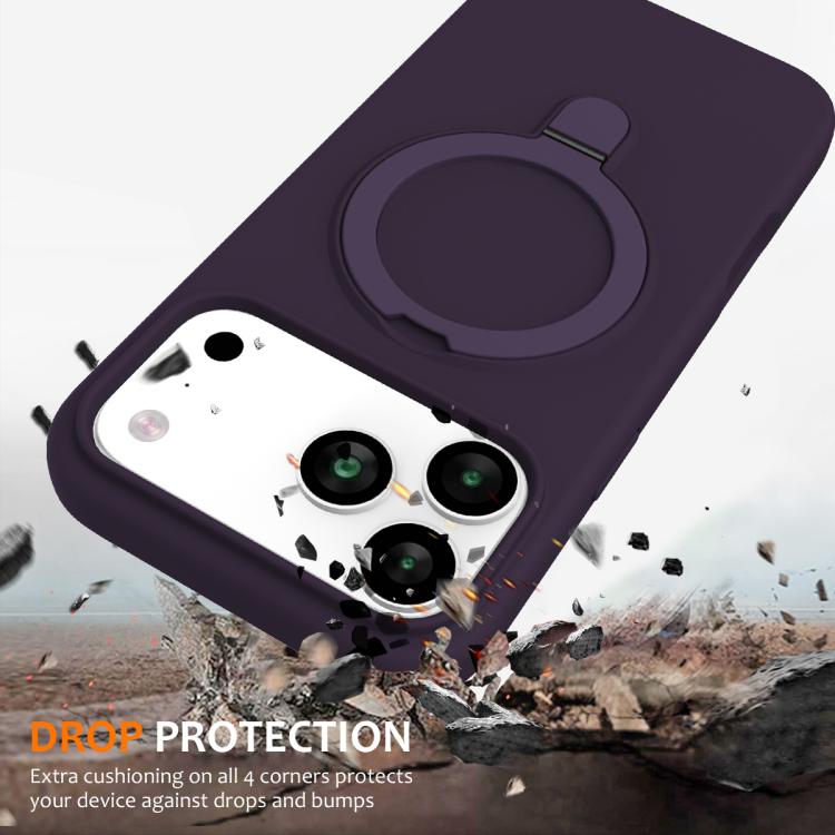 For iPhone 17 Pro Liquid Silicone MagSafe Magnetic Phone Case with Ring Holder(Purple) - iPhone 17 Pro Cases by buy2fix | Online Shopping UK | buy2fix