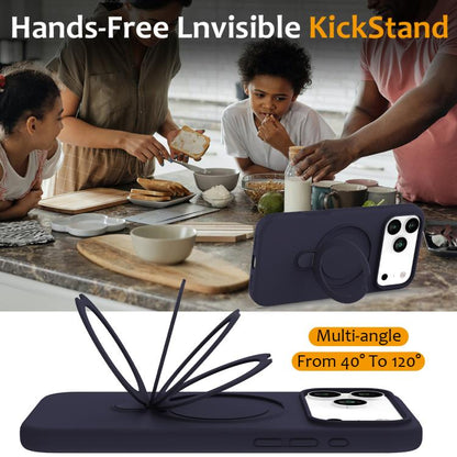 For iPhone 17 Pro Liquid Silicone MagSafe Magnetic Phone Case with Ring Holder(Midnight Blue) - iPhone 17 Pro Cases by buy2fix | Online Shopping UK | buy2fix