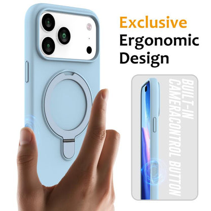 For iPhone 17 Pro Liquid Silicone MagSafe Magnetic Phone Case with Ring Holder(Sky Blue) - iPhone 17 Pro Cases by buy2fix | Online Shopping UK | buy2fix