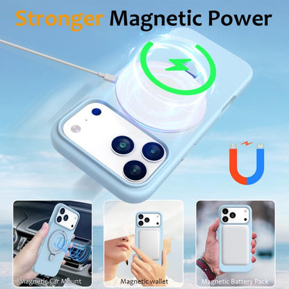 For iPhone 17 Pro Liquid Silicone MagSafe Magnetic Phone Case with Ring Holder(Sky Blue) - iPhone 17 Pro Cases by buy2fix | Online Shopping UK | buy2fix