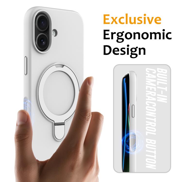 For iPhone 17 Liquid Silicone MagSafe Magnetic Phone Case with Ring Holder(White) - iPhone 17 Cases by buy2fix | Online Shopping UK | buy2fix